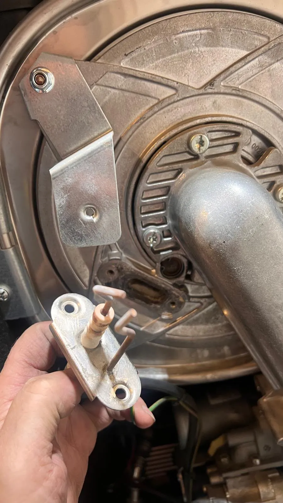 Boiler heat exchanger during repair